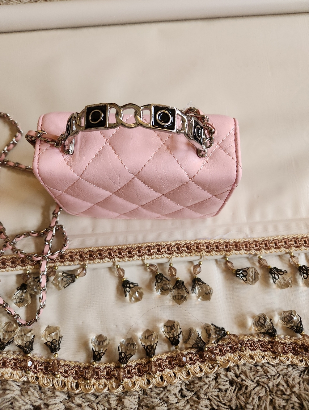 Pink Quilted Chain Shoulder Bag - Unbranded - Picture 4 of 9
